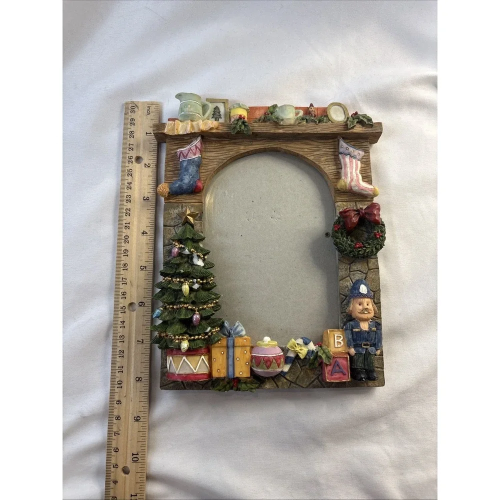 Christmas Picture Frame Fireplace Style Stocking 4x6 Glass Walmart‎